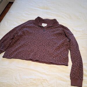 American Eagle Outfitters Animal Print Zip Pullover